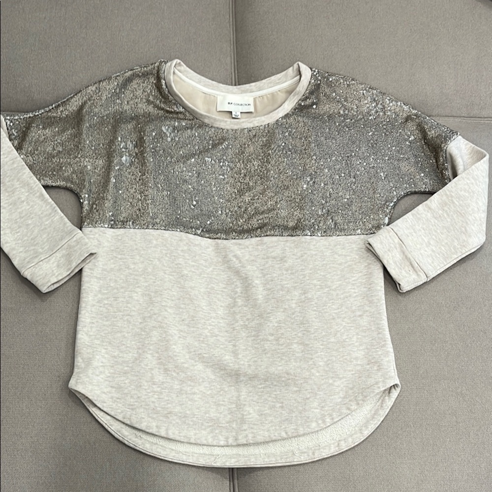BP Silver Sequin Long Sleeve Sweater